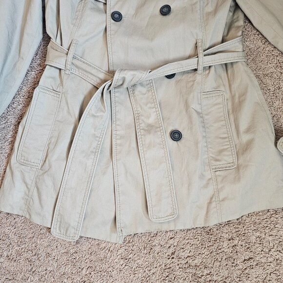 American Eagle Outfitters Trench Coat Womens Med Beige Double Breasted Belted - Picture 11 of 16